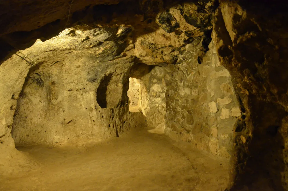 A carved passage in the Derinkuyu Underground City, Cappadocia, seen on Cappadocia tours from Istanbul